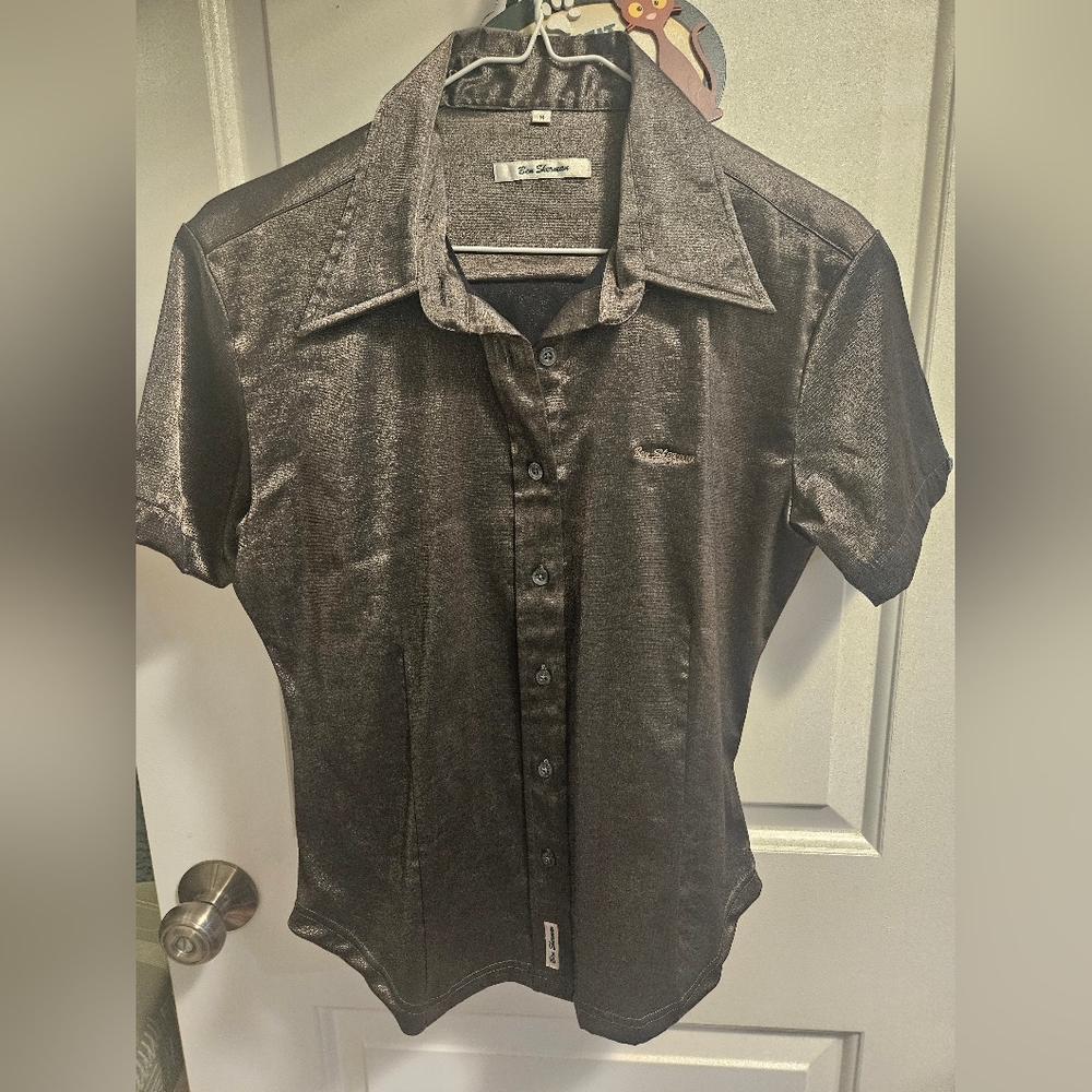 Women Vintage Ben Sherman Tonic Metallic Shirt Punk Mod Skinhead Oi! England M